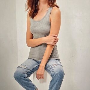 Three Dots 1 x 1 Rocker Tank in gray Size L New